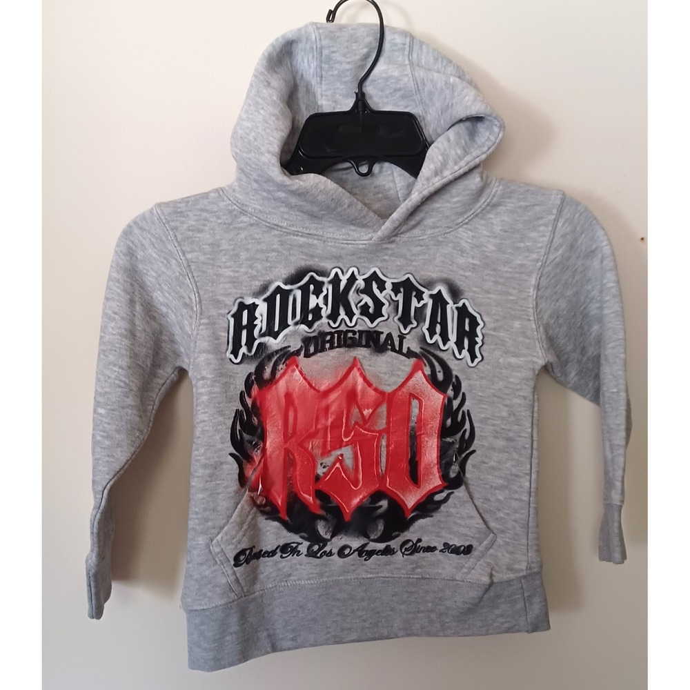 Rockstar Original Hoodie Kid 4T Gray RSO Graphic Streetwear Sweatshirt READ